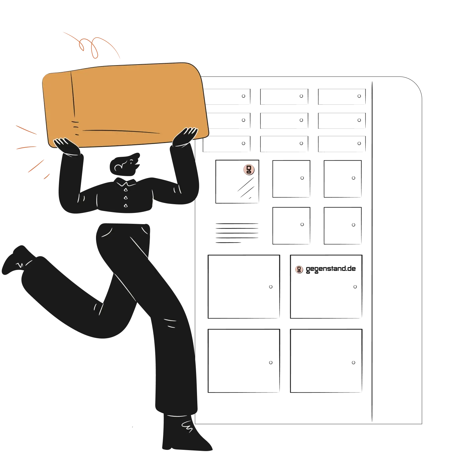 Person bringt einen Gegenstand zur Box